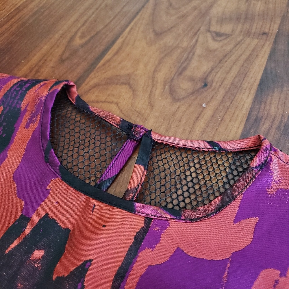 Aq/Aq Boxy Tee Net Mesh Back Orange Camo - image 2